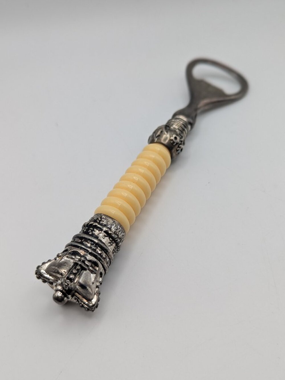 Vintage Royal Crown Bottle Opener | Faux Ivory Ribbed Handle Mid-Century Barware